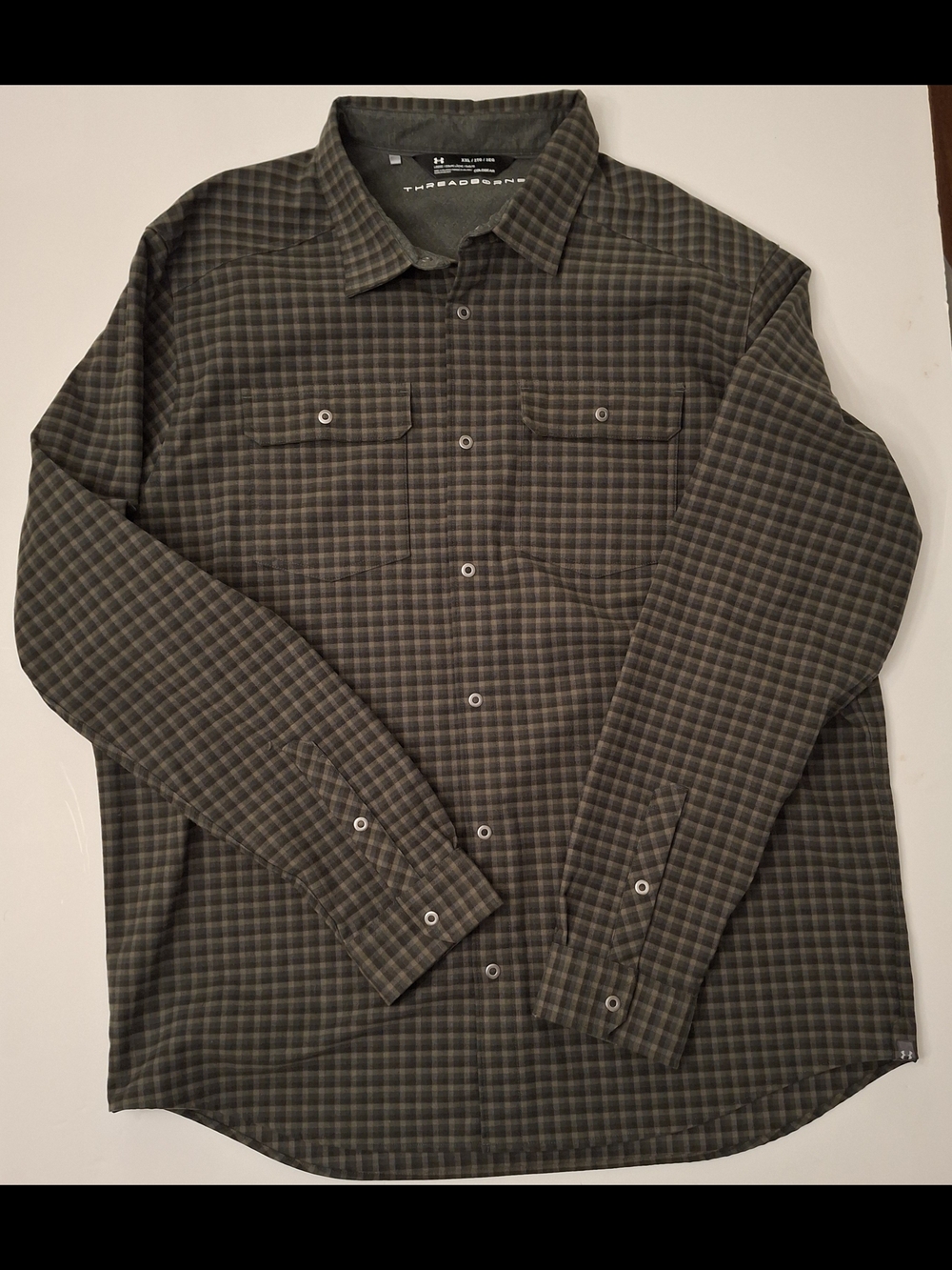 Under Armour Men’s Olive Green Plaid Snap Down Shirt Threadborne Coldgear